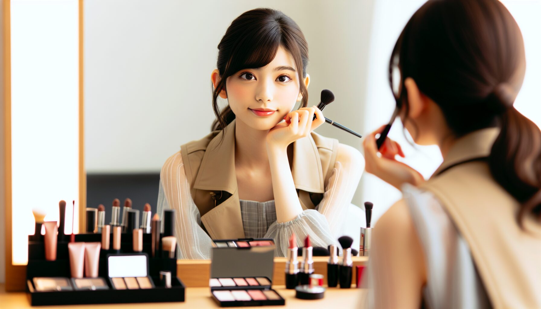 メイク　日本人　女性　かわいい　化粧台 image 1